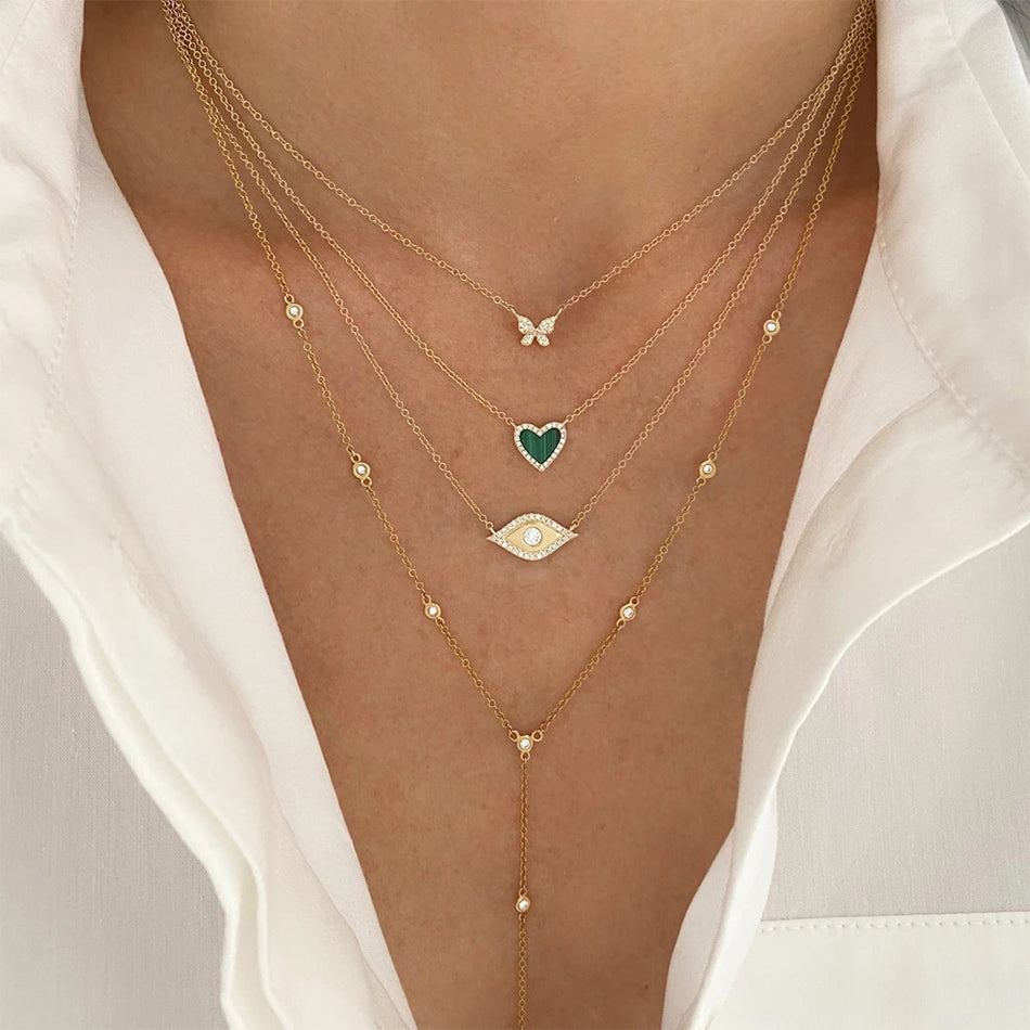 Butterfly Pave Pendant Necklace in Gold