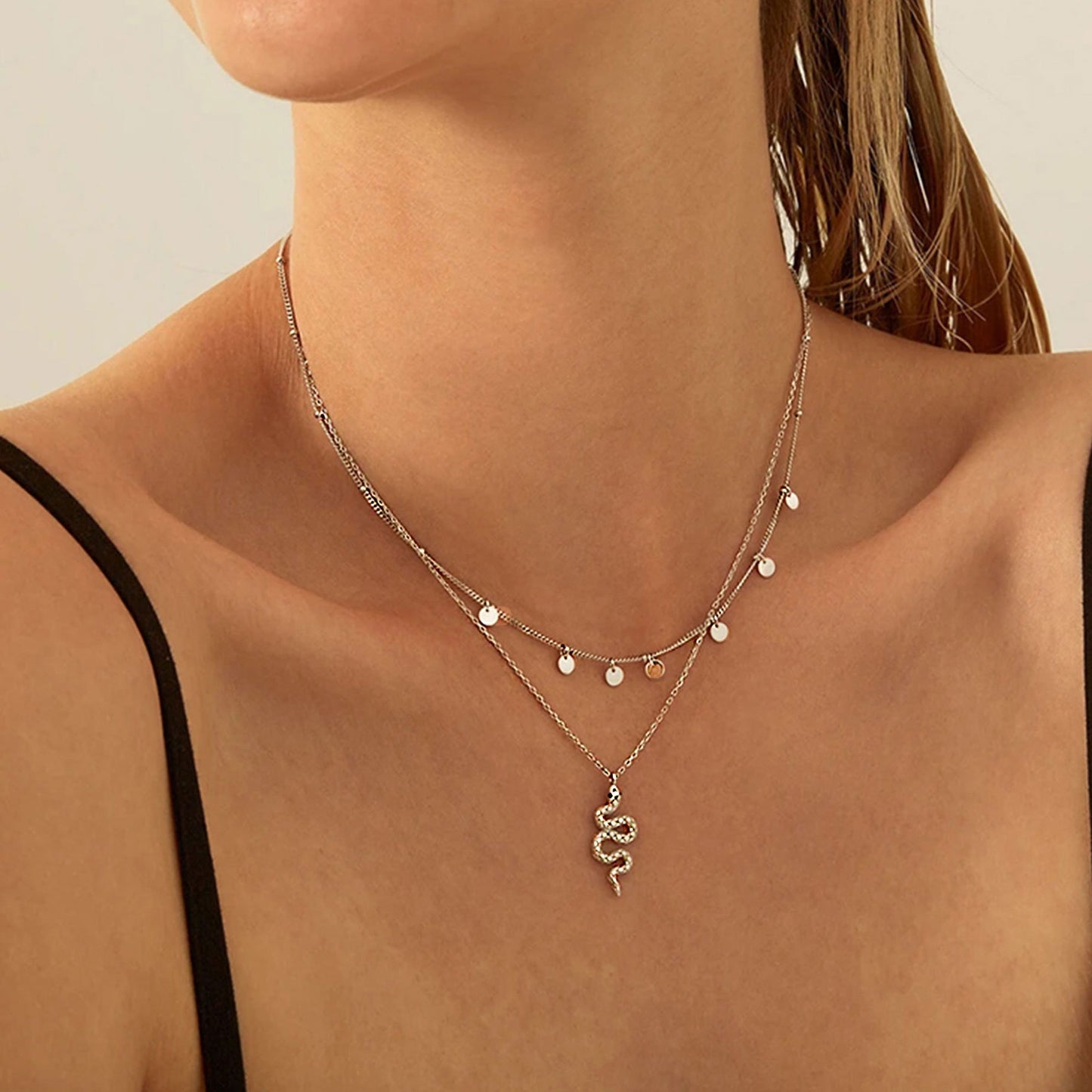 Snake Pendant Necklace in Silver