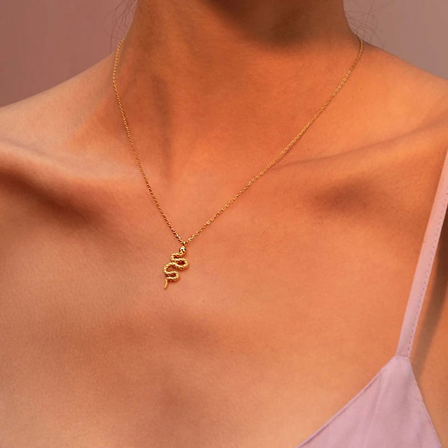 Snake Pendant Necklace in Gold