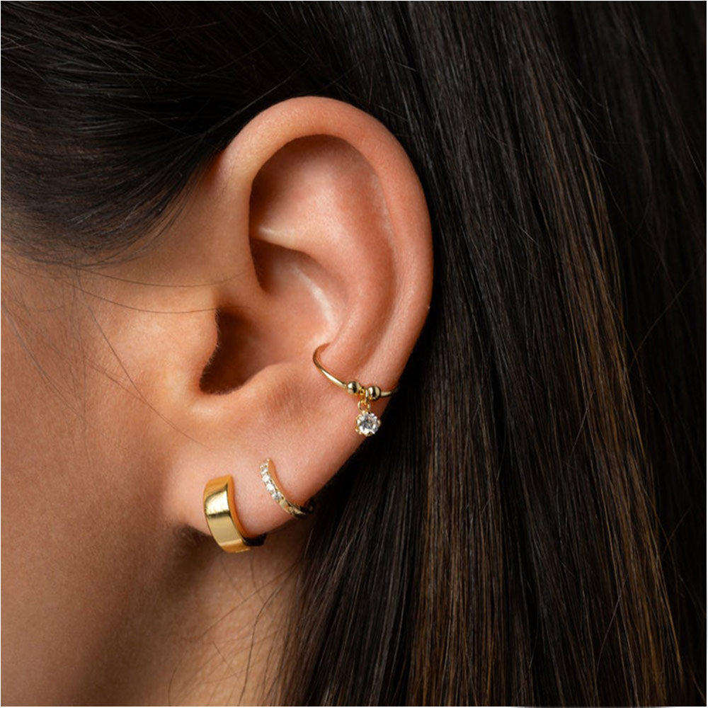 Bold Huggie Hoop Earrings in Gold