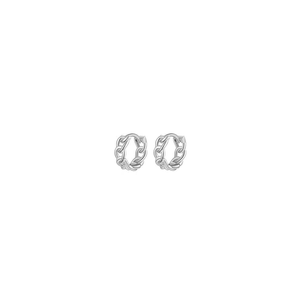Chain Huggie Hoop Earrings in Silver
