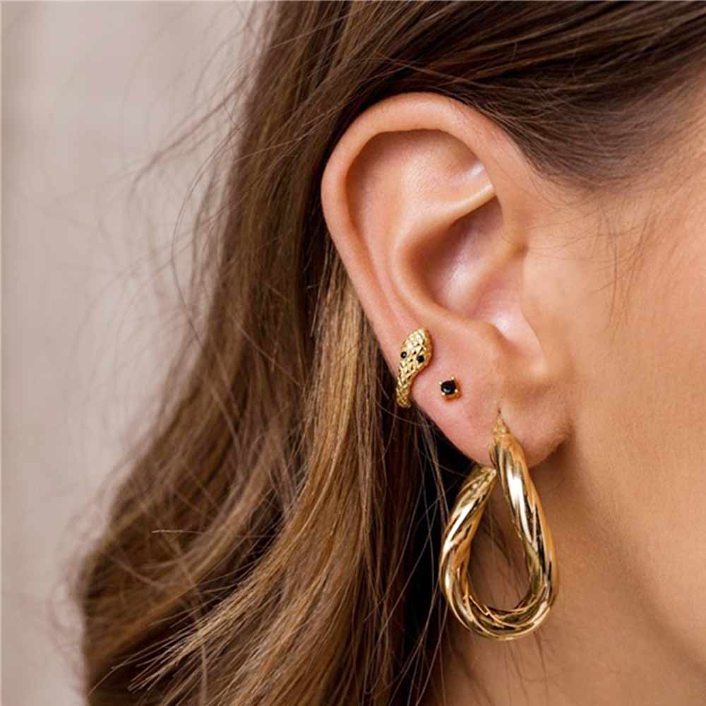 Medusa Huggie Hoop Earrings in Gold
