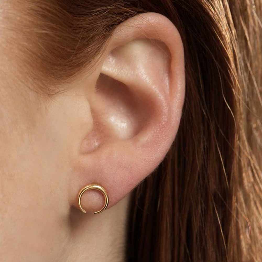 Horn Stud Earrings in Silver