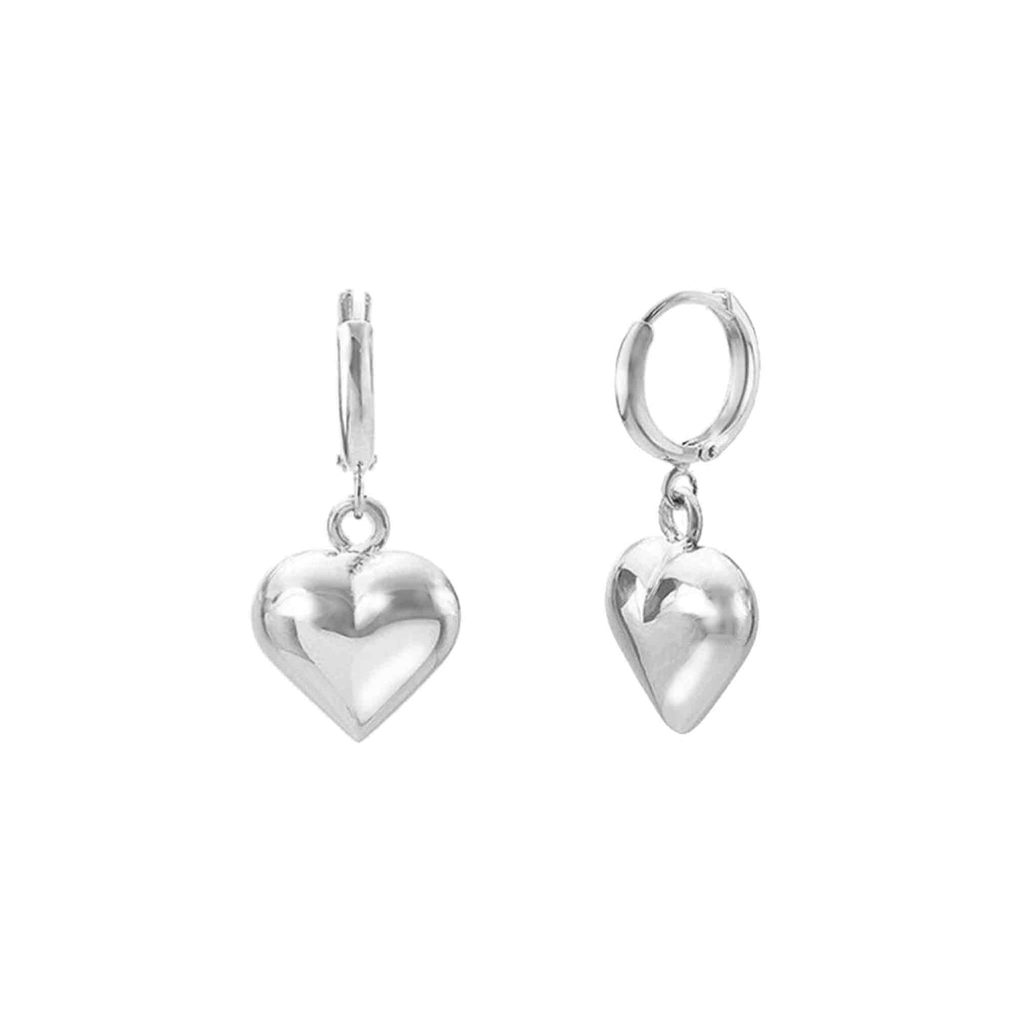 Heart Dangle Earrings in Silver