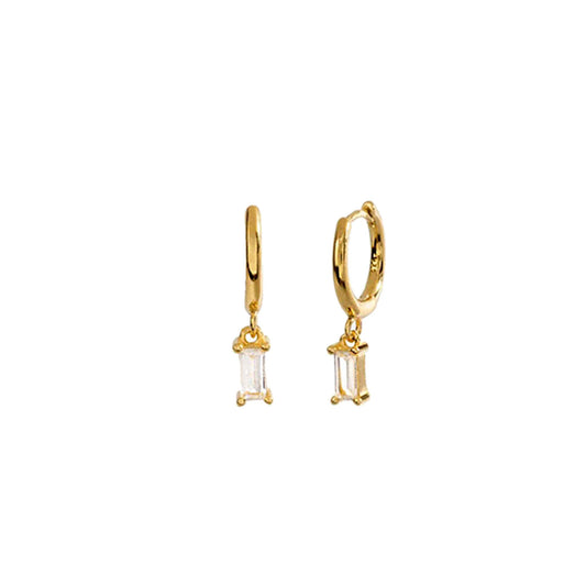 Dangling Baguette Earrings in Gold