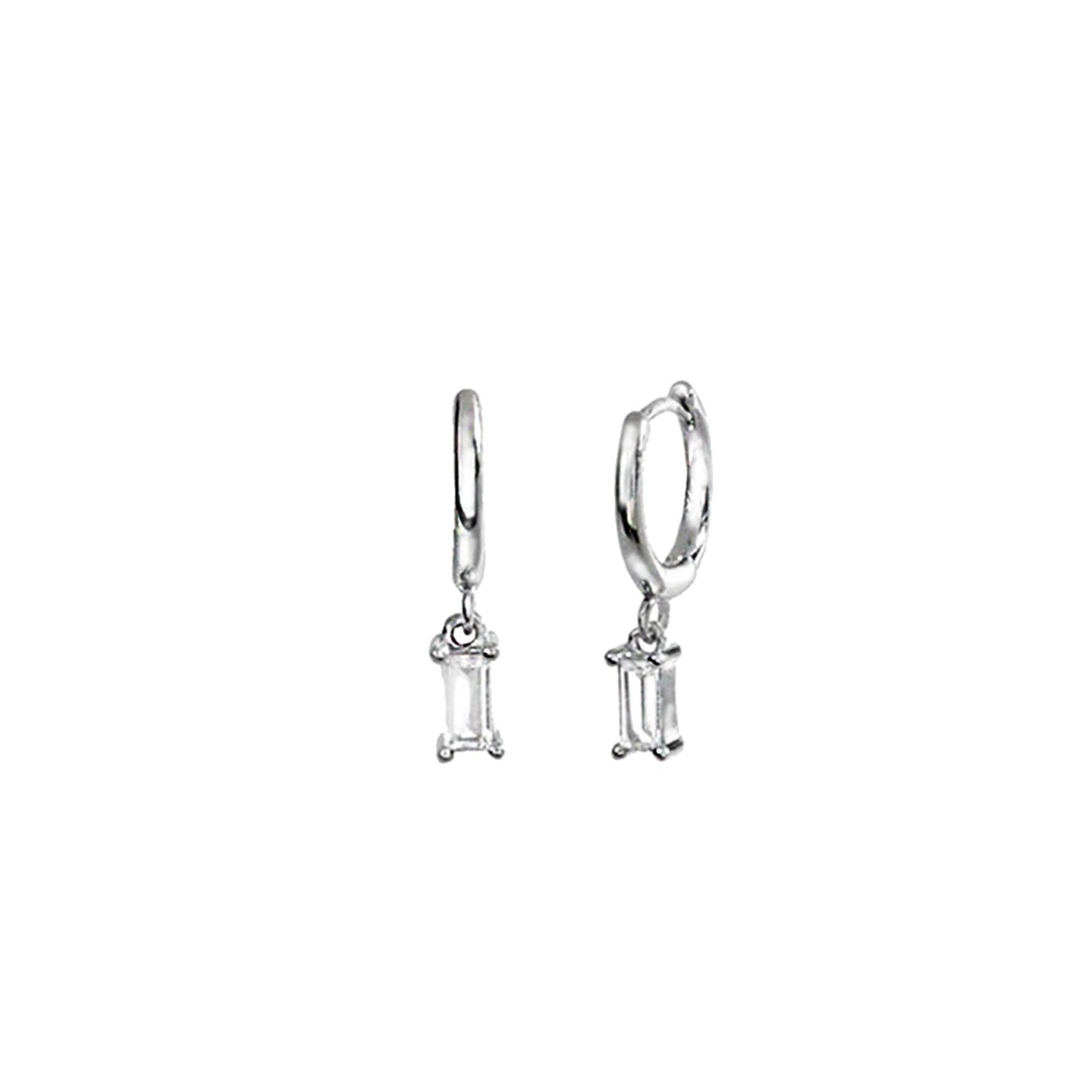 Dangling Baguette Earrings in Silver