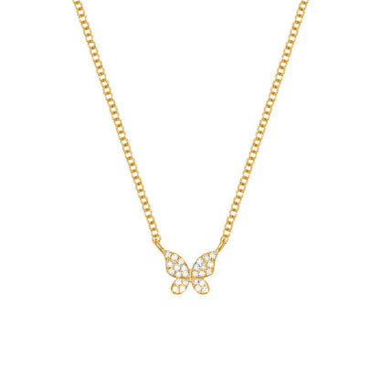 Butterfly Pave Pendant Necklace in Gold