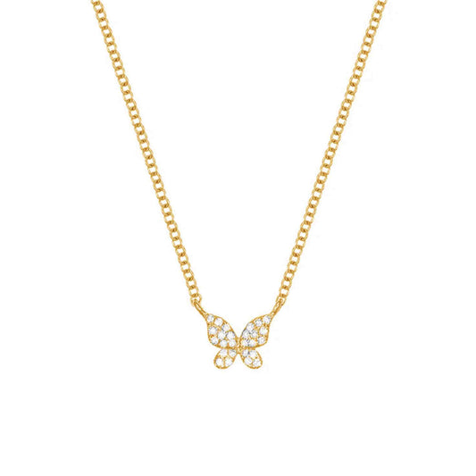 Butterfly Pave Pendant Necklace in Gold