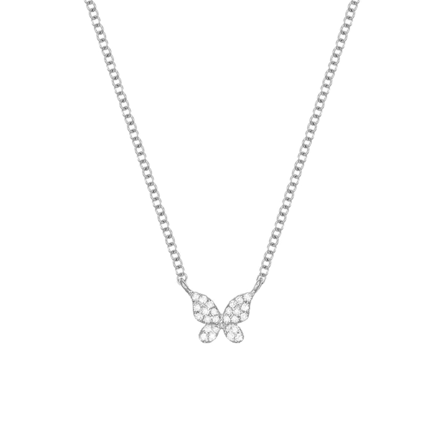 Butterfly Pave Pendant Necklace in Silver