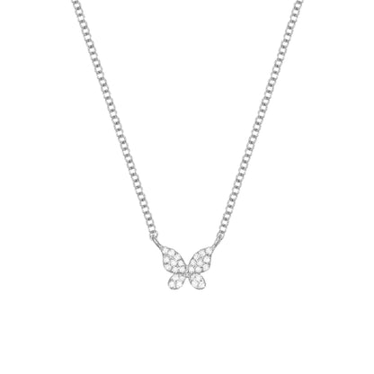 Butterfly Pave Pendant Necklace in Silver
