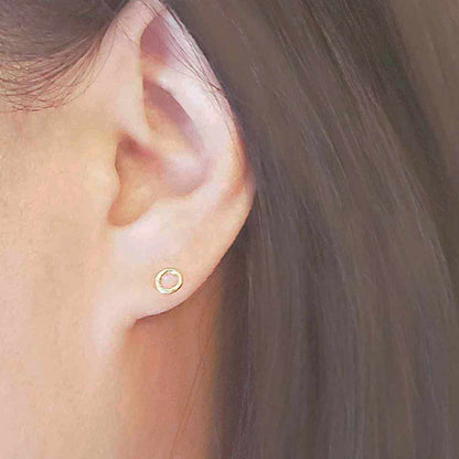 Circle Stud Earrings in Gold