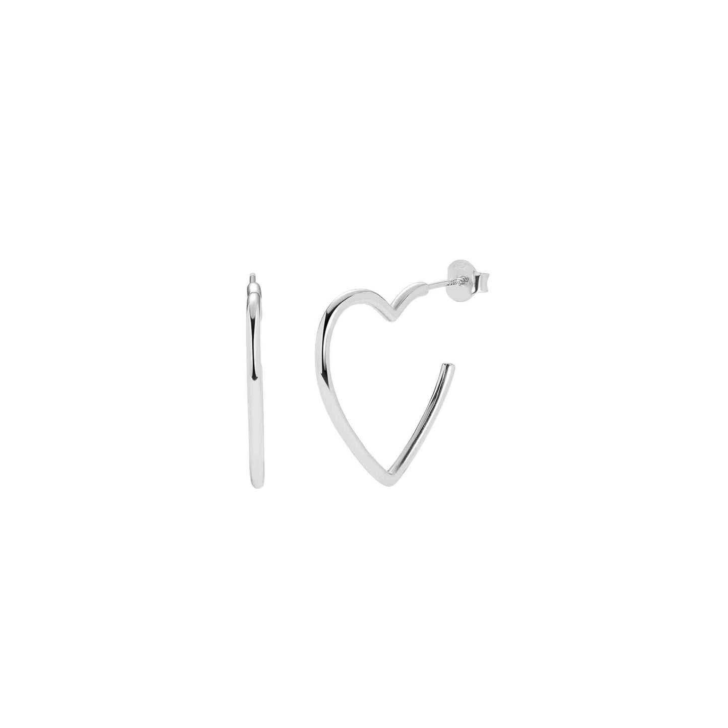 Heart Hoop Earrings in Silver