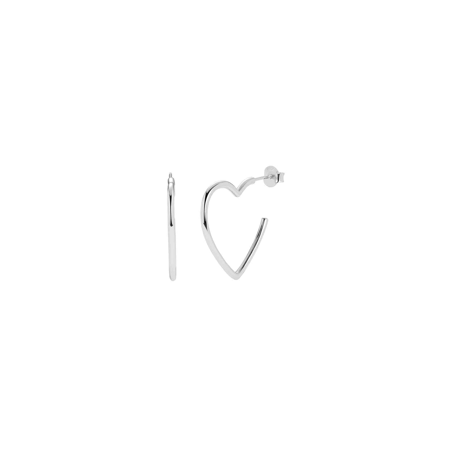 Heart Hoop Earrings in Silver