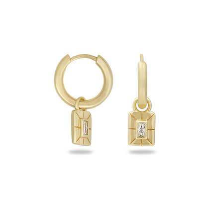 Square Pendant Earrings in Gold