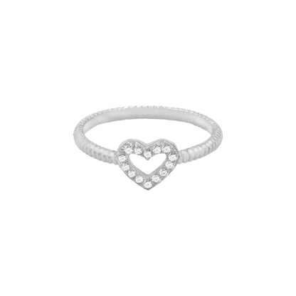 Heart Pave Ring in Silver