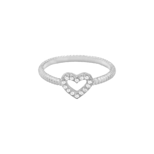 Heart Pave Ring in Silver