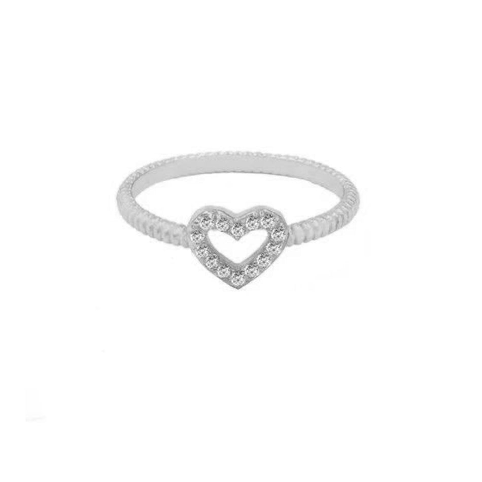 Heart Pave Ring in Silver