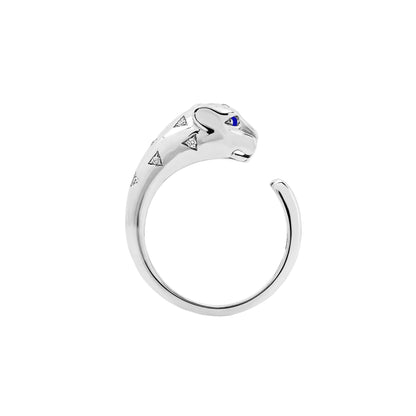 Jaguar Cubic Inlay Open Ring in Sterling Silver
