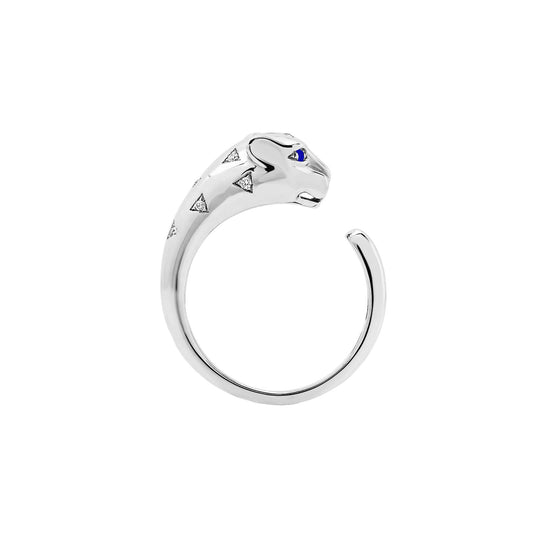 Jaguar Cubic Inlay Open Ring in Sterling Silver