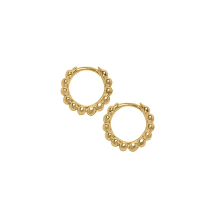 Beaded Mini Hoop Earrings in Gold