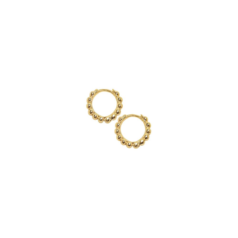 Beaded Mini Hoop Earrings in Gold