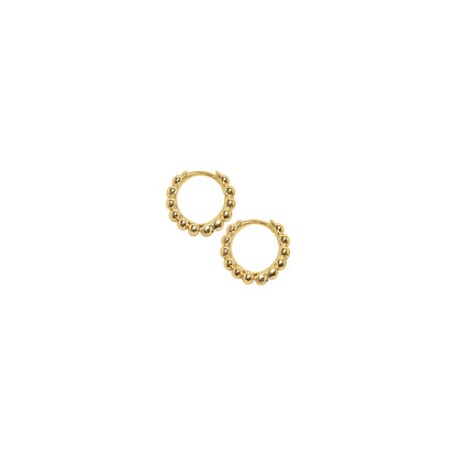 Beaded Mini Hoop Earrings in Gold