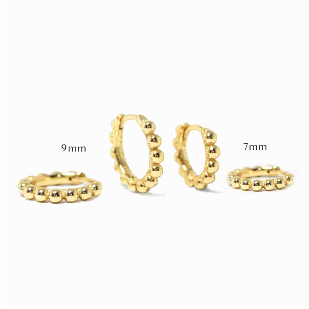 Beaded Mini Hoop Earrings in Gold