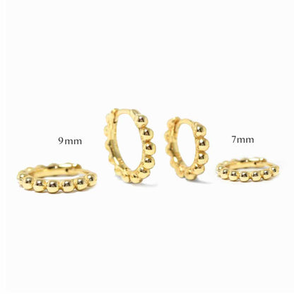 Beaded Mini Hoop Earrings in Gold
