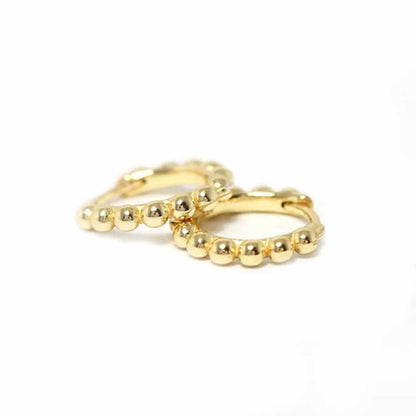 Beaded Mini Hoop Earrings in Gold