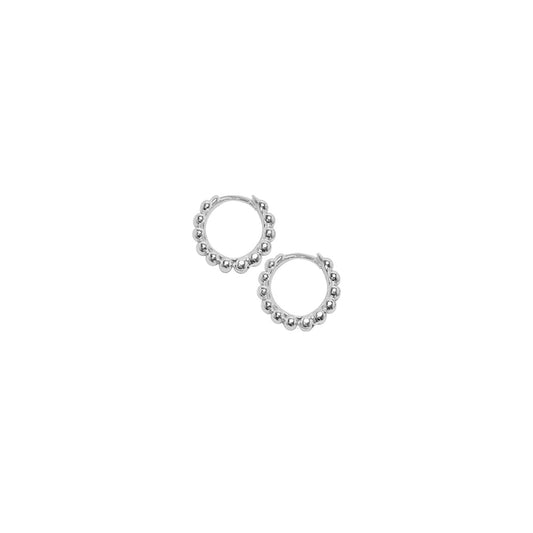 Beaded Mini Hoop Earrings in Silver