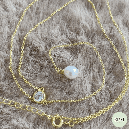 Pearl Drop Necklace in Gold