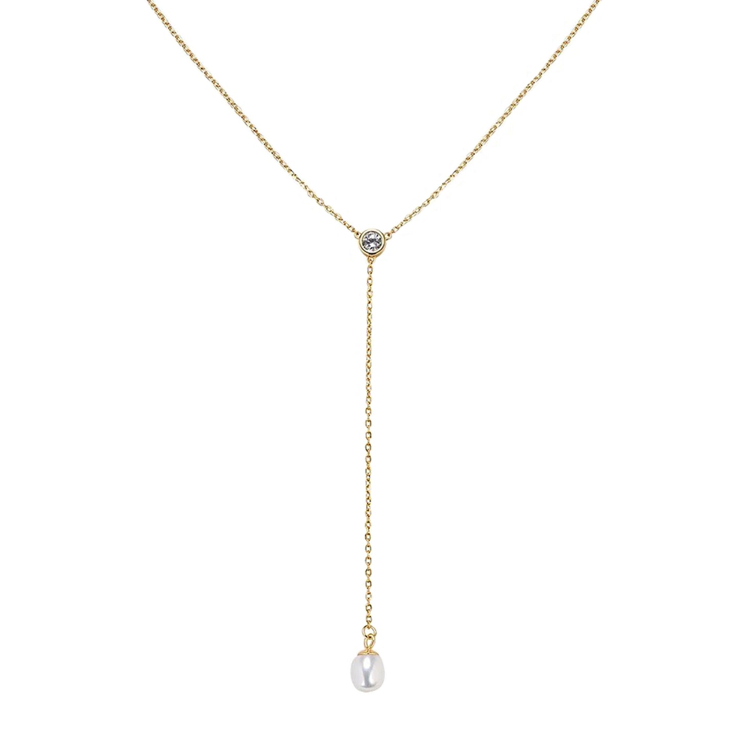 Pearl Drop Necklace in Gold