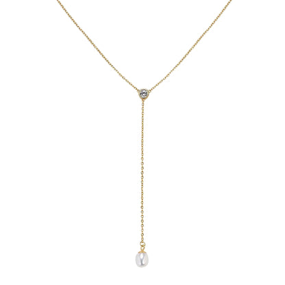 Pearl Drop Necklace in Gold