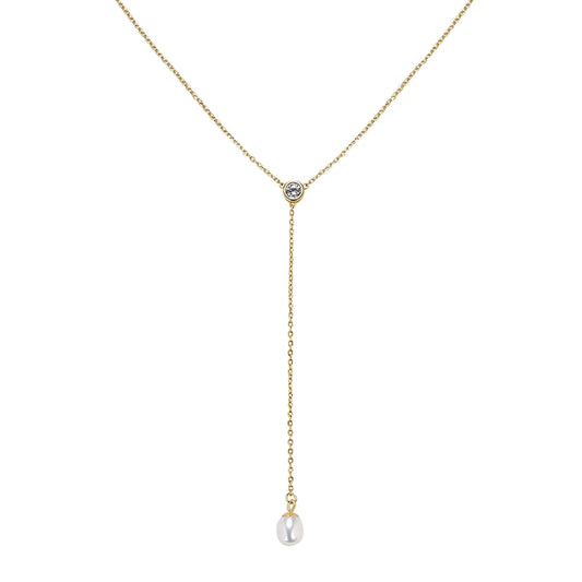 Pearl Drop Necklace in Gold