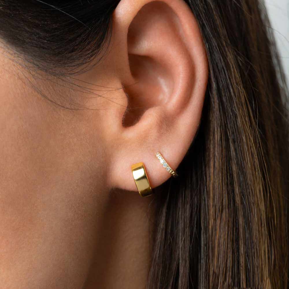 Bold Huggie Hoop Earrings in Gold