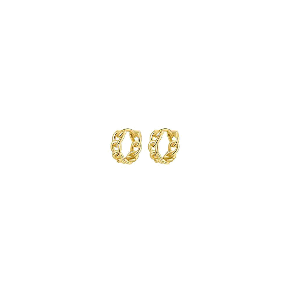 Chain Huggie Hoop Earrings in Gold