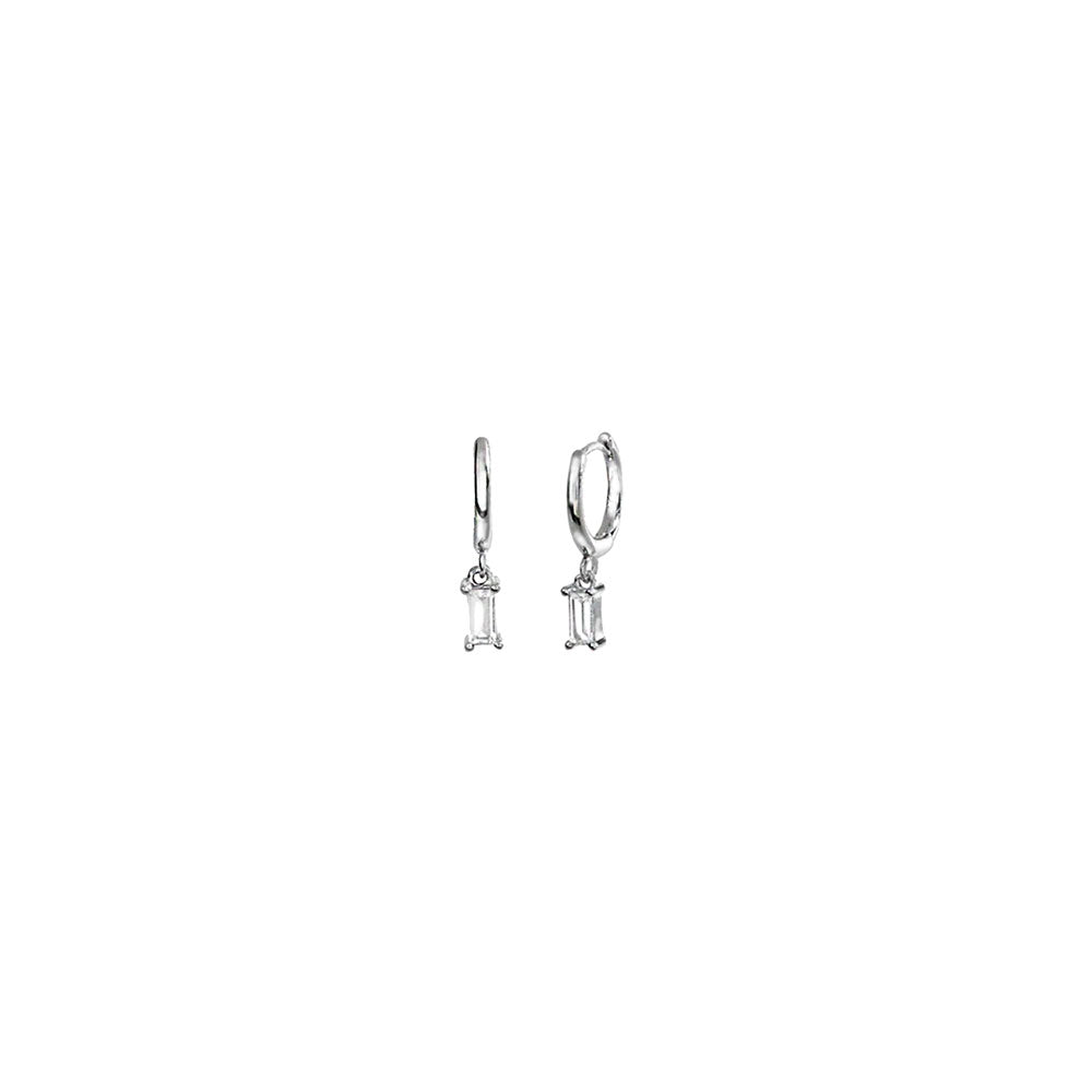 Dangling Baguette Earrings in Silver
