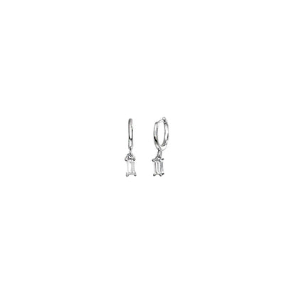 Dangling Baguette Earrings in Silver