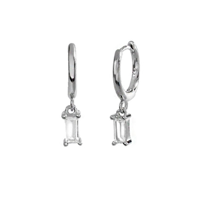 Dangling Baguette Earrings in Silver