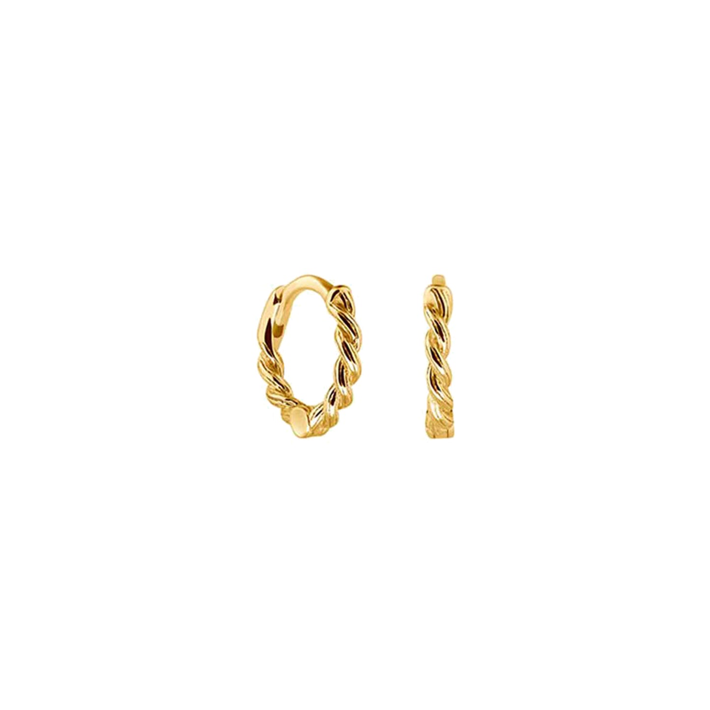Twisted Huggie Hoop Earrings in Gold