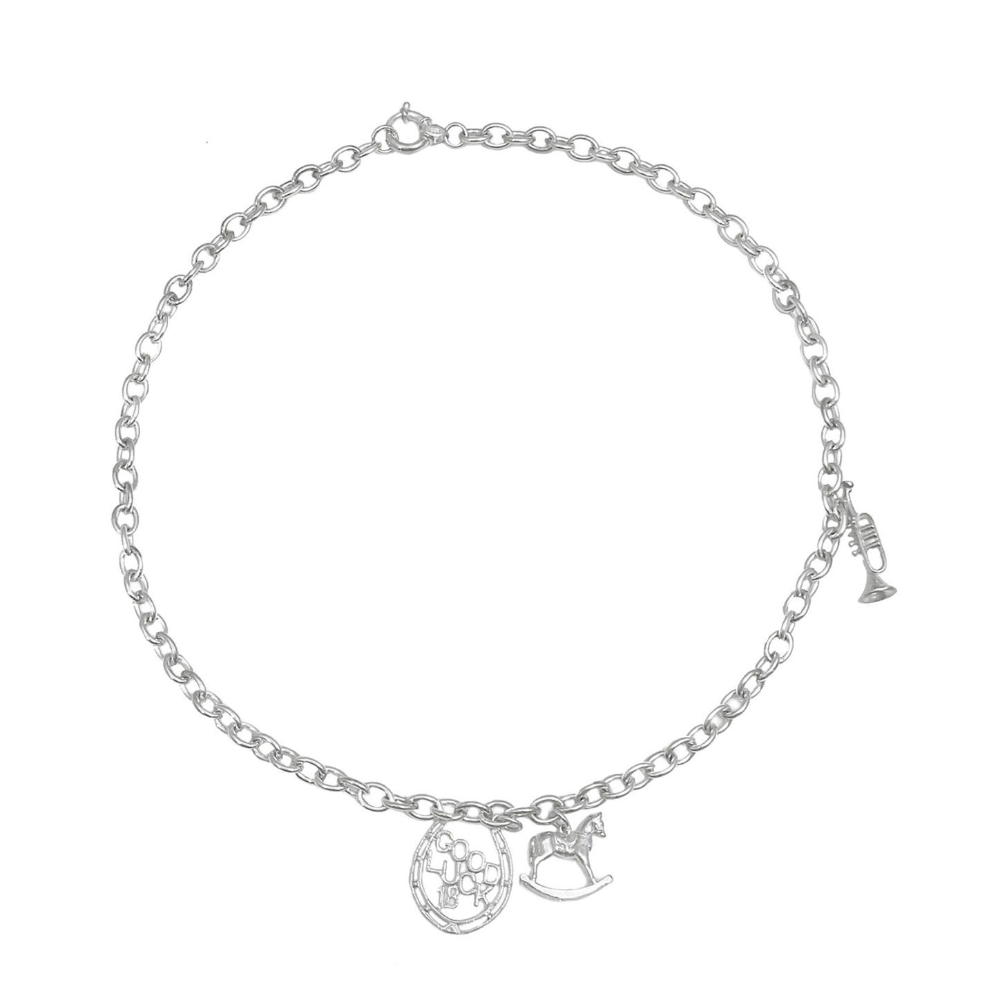 Heavy Chain Silver Necklace with Multi Charms