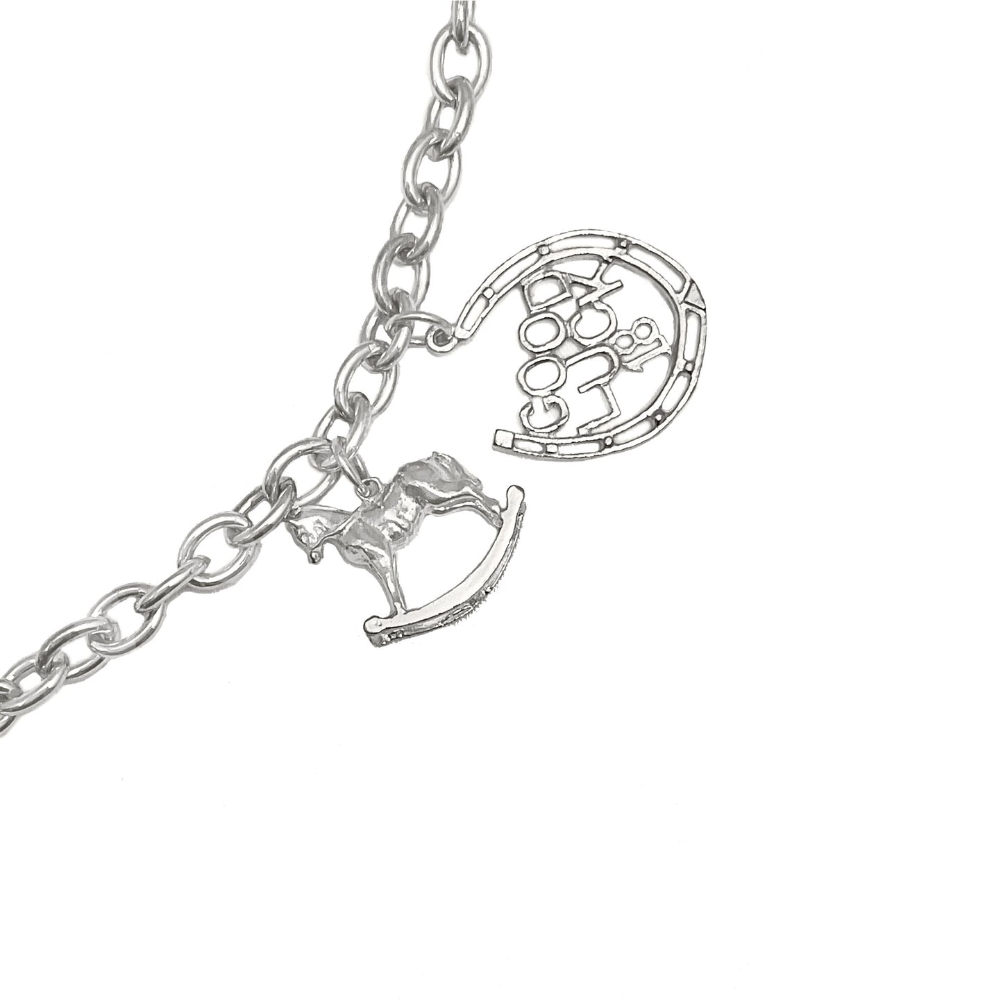 Heavy Chain Silver Necklace with Multi Charms