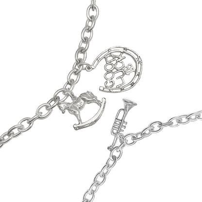 Heavy Chain Silver Necklace with Multi Charms