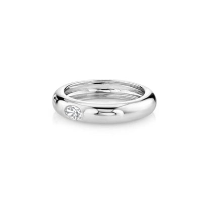 Embedded Gemstone Band Ring in Silver