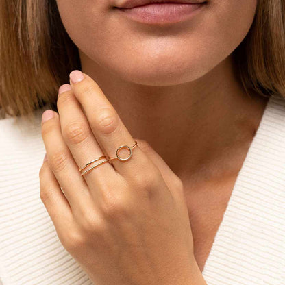 Beaded Stacker Ring in Gold