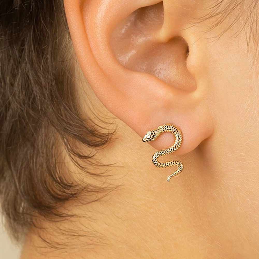 Snake Stud Earrings in Gold