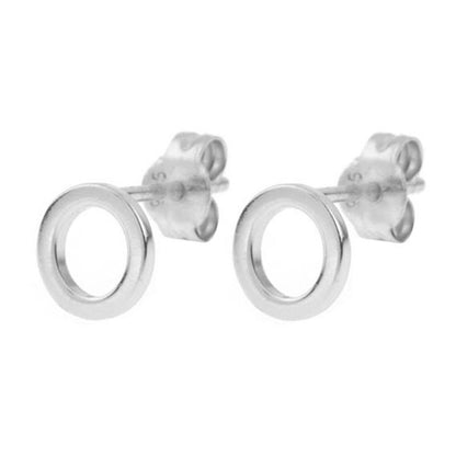 Circle Stud Earrings in Silver