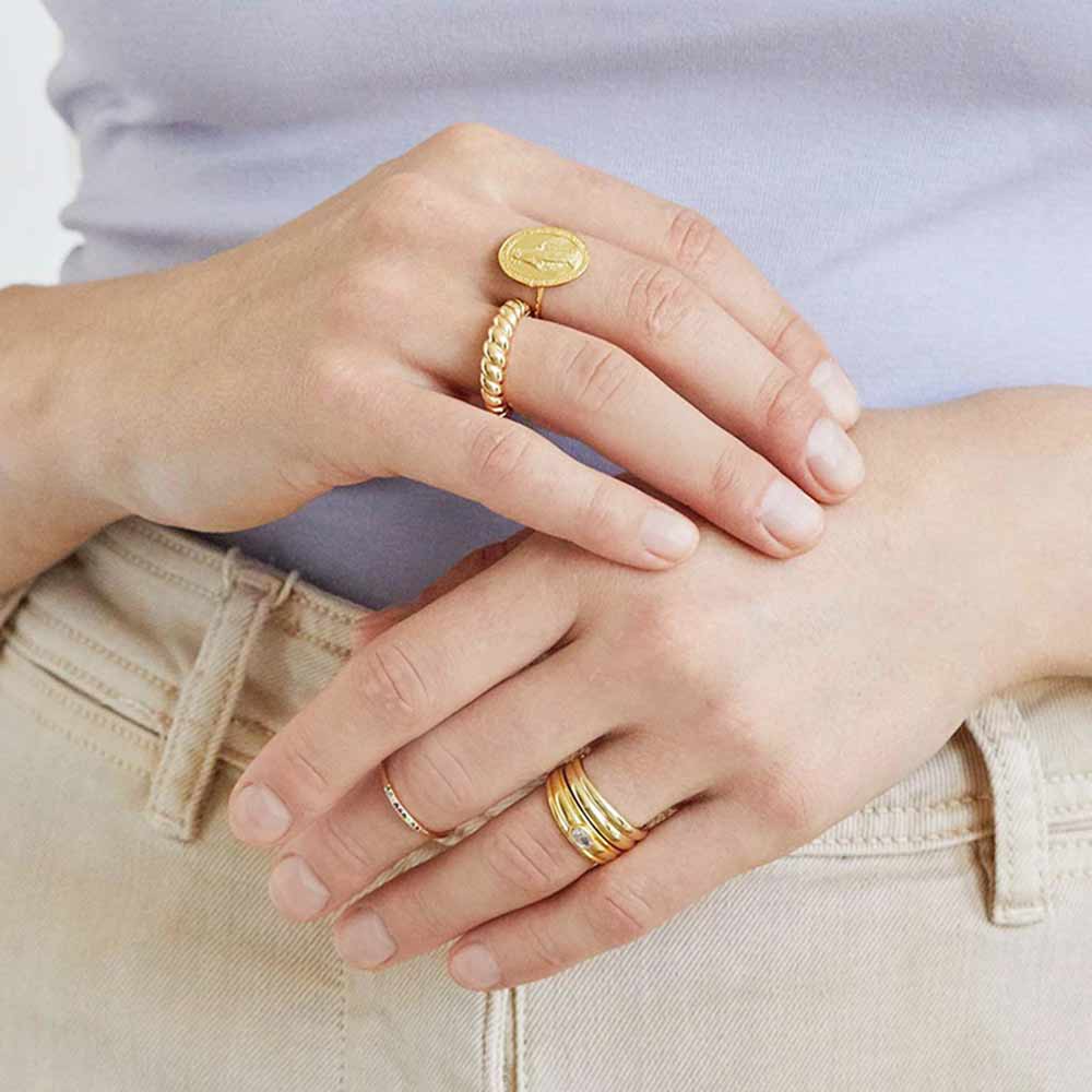 Half Croissant Ring in Silver