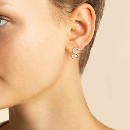 Snake Stud Earrings in Silver
