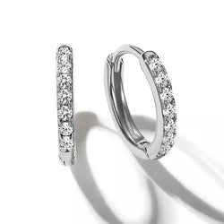 Hoop Earrings with Cubic Zirconia in Silver